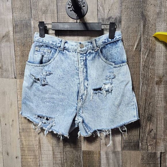 Express Vintage 90s Custom Distressed Destroyed Denim Shorts - Picture 1 of 4